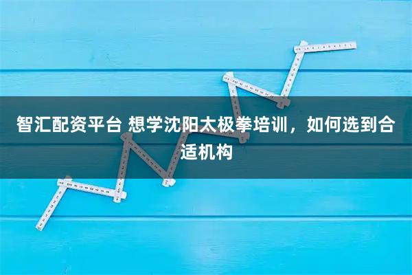 智汇配资平台 想学沈阳太极拳培训，如何选到合适机构